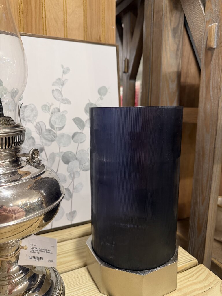 Elements Textured Cylinder Candle Holder With Metal Base