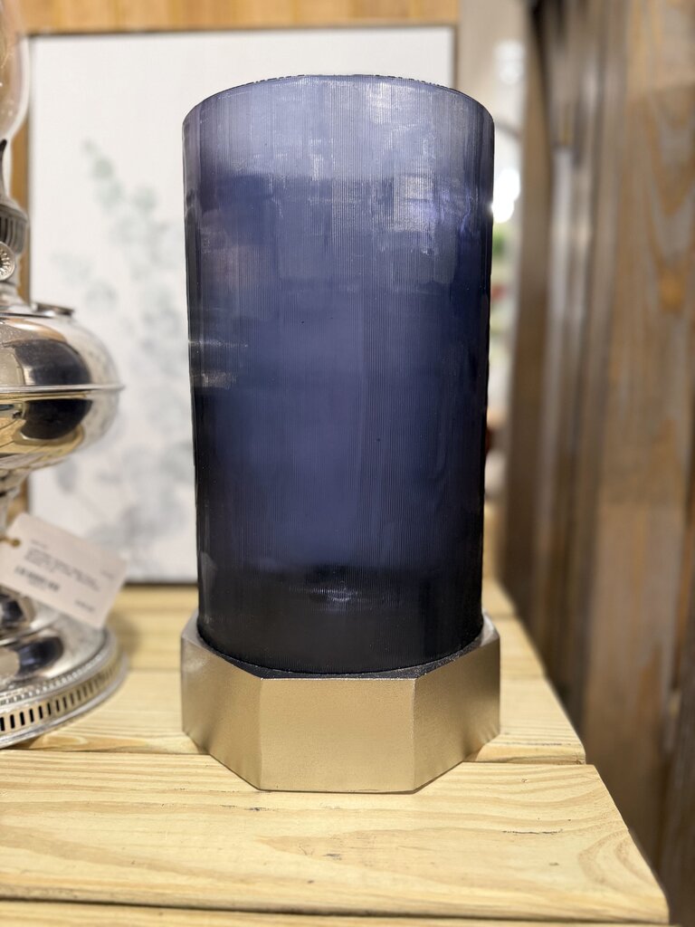 Elements Textured Cylinder Candle Holder With Metal Base