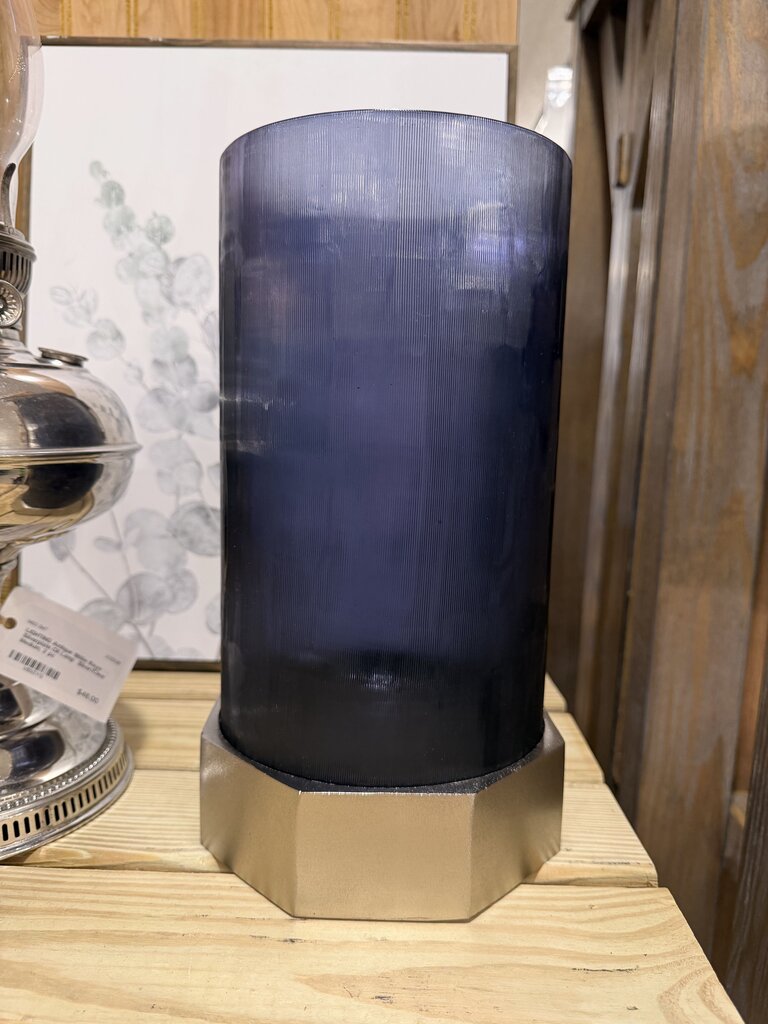Elements Textured Cylinder Candle Holder With Metal Base