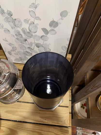 Elements Textured Cylinder Candle Holder With Metal Base