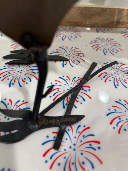 handcrafted numbered sheet metal chicken moving tail