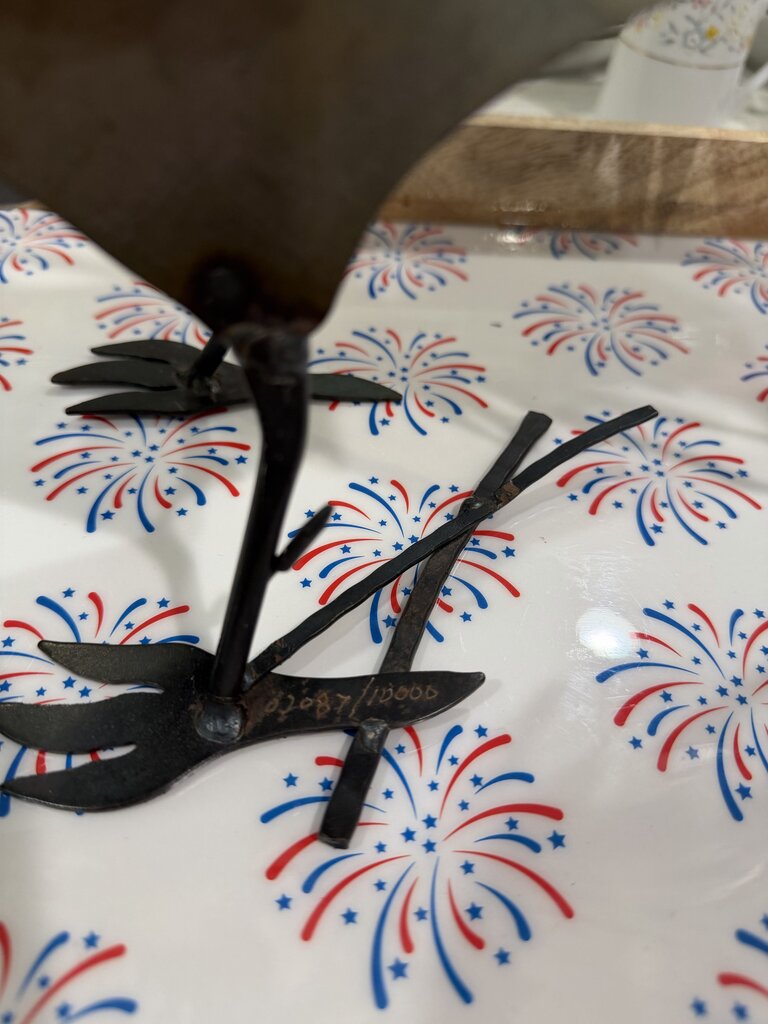 handcrafted numbered sheet metal chicken moving tail