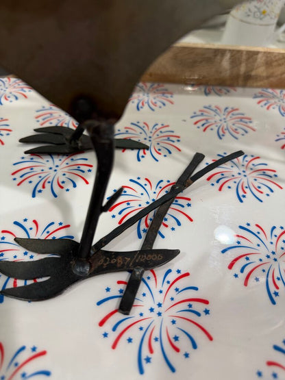 handcrafted numbered sheet metal chicken moving tail