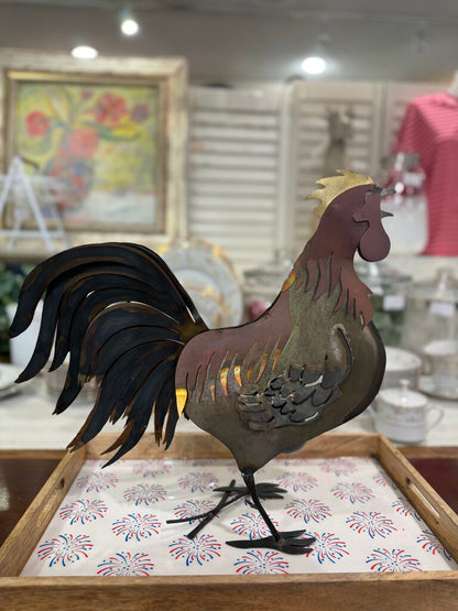 handcrafted numbered sheet metal chicken moving tail