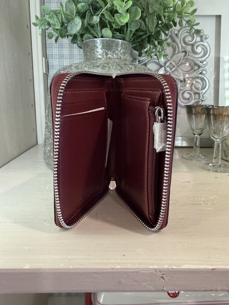 Coach Wine Glitter "C" Logo Zipper Wallet