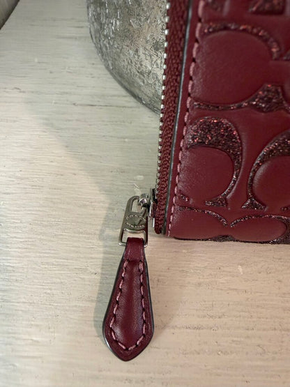 Coach Wine Glitter "C" Logo Zipper Wallet