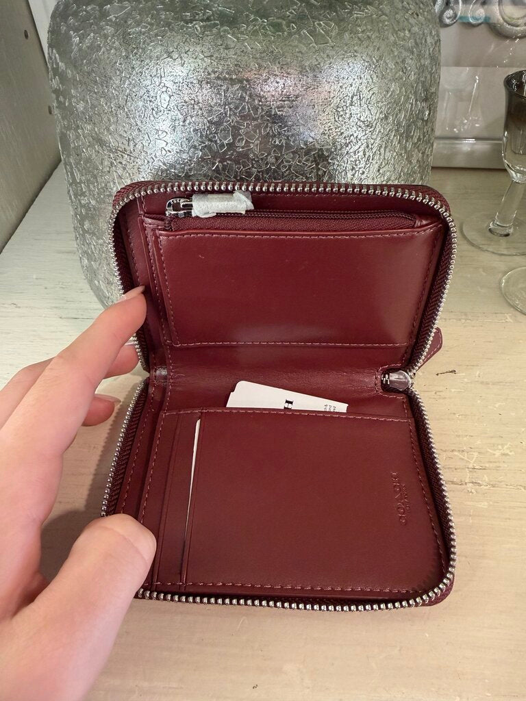Coach Wine Glitter "C" Logo Zipper Wallet