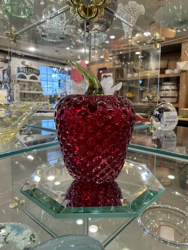 Viking Glass Strawberry Paperweight