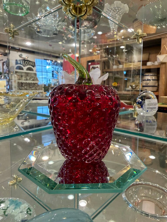 Viking Glass Strawberry Paperweight