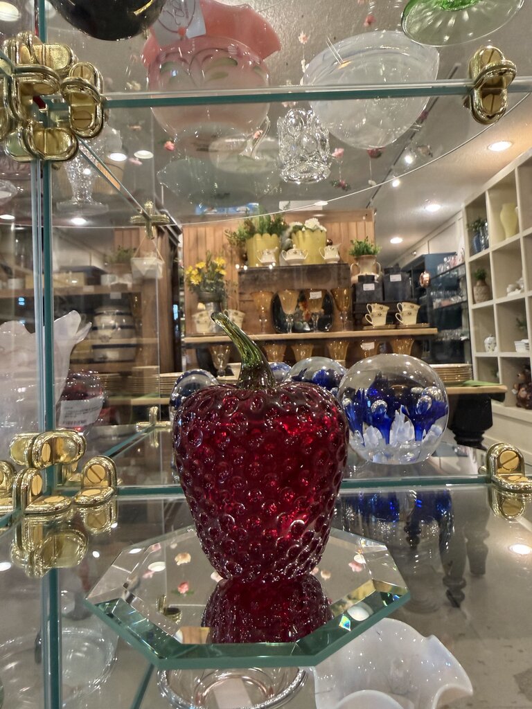 Viking Glass Strawberry Paperweight