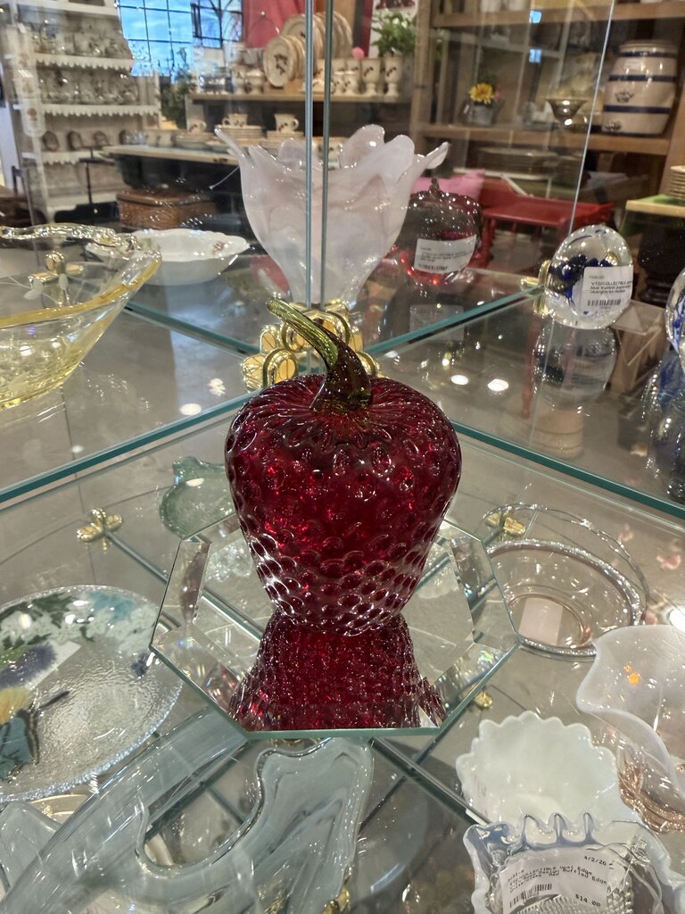 Viking Glass Strawberry Paperweight