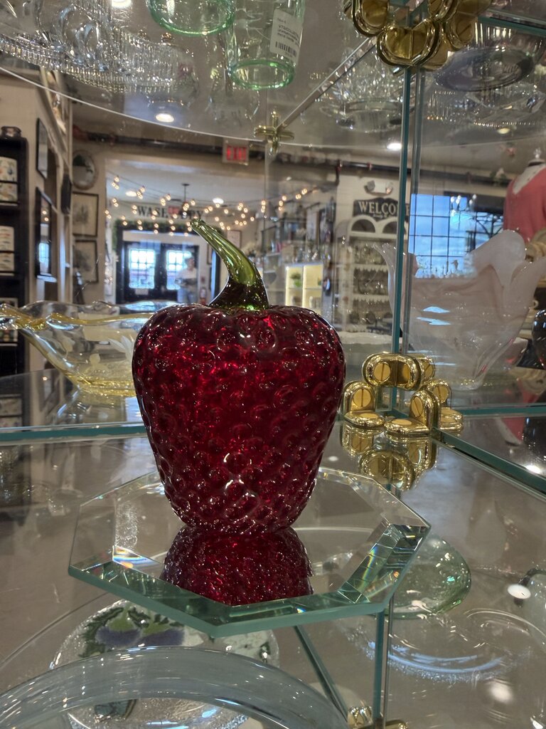 Viking Glass Strawberry Paperweight