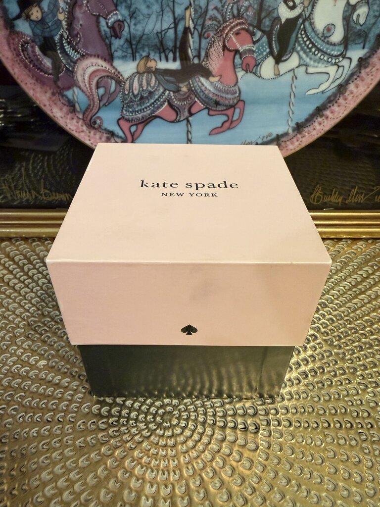 Kate Spade Metro Puppy Black Gold Bulldog Puppy Dog Leather Watch NWT Box