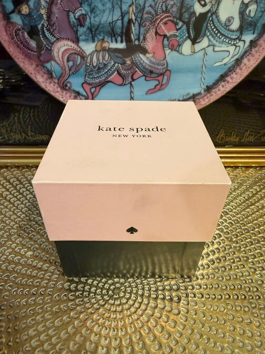 Kate Spade Metro Puppy Black Gold Bulldog Puppy Dog Leather Watch NWT Box