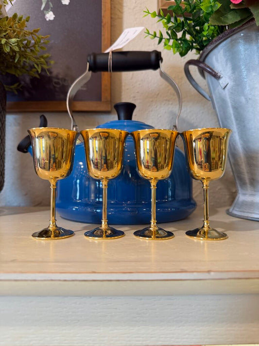 Brass Sherry Glass Set