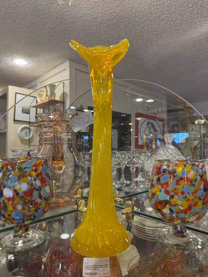 Art Glass Yellow Swung Vase
