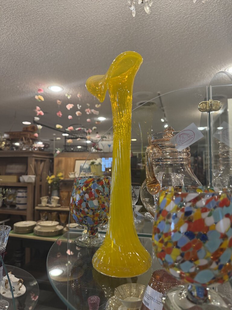 Art Glass Yellow Swung Vase