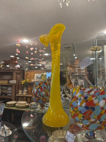Art Glass Yellow Swung Vase