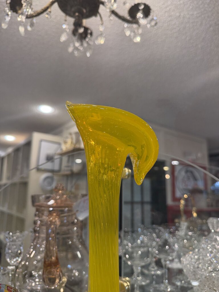 Art Glass Yellow Swung Vase