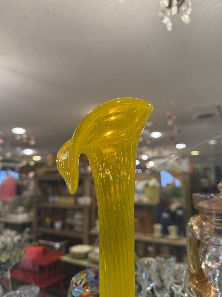 Art Glass Yellow Swung Vase