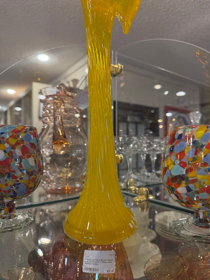 Art Glass Yellow Swung Vase