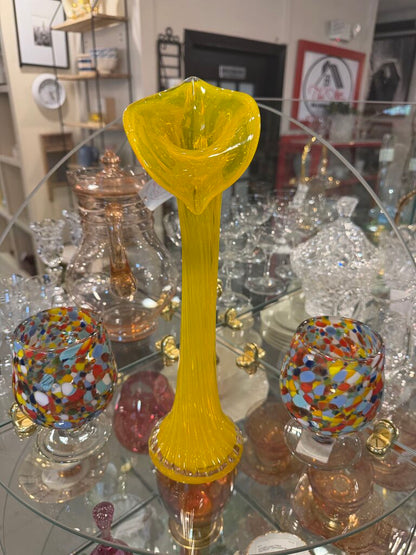 Art Glass Yellow Swung Vase