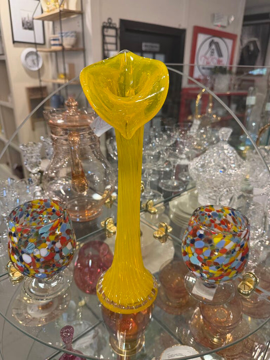 Art Glass Yellow Swung Vase
