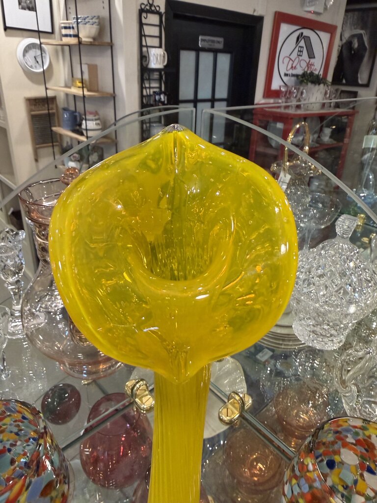 Art Glass Yellow Swung Vase