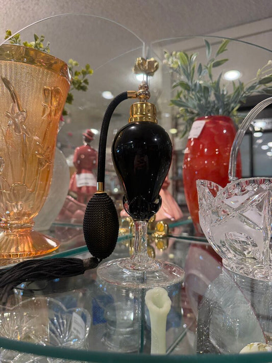 Black Art Glass Pedestal Perfume Bottle