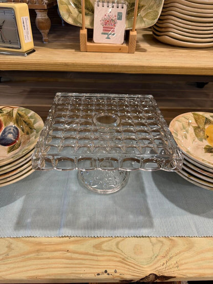 Square Pedastal Scalloped Cake Stand
