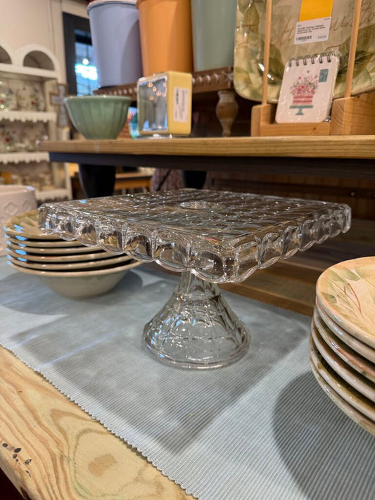 Square Pedastal Scalloped Cake Stand