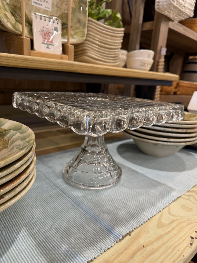 Square Pedastal Scalloped Cake Stand