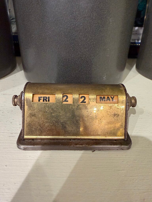 Vintage Brass Perpetual Calendar Rotating Drum