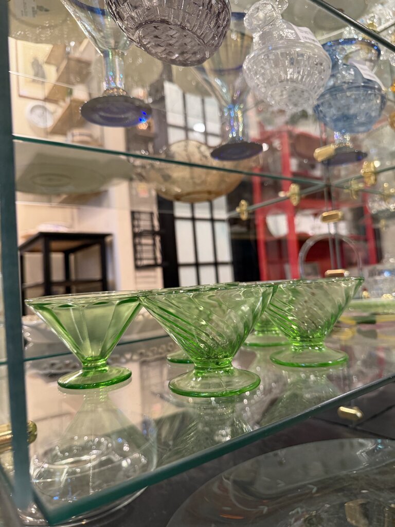 Vintage Glass Uranium Glass Dessert Cup Set