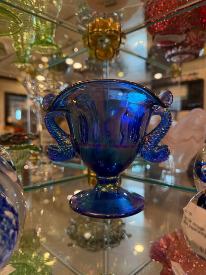 VTG Fenton Carnival Iridescent Glass Double Koi Vase