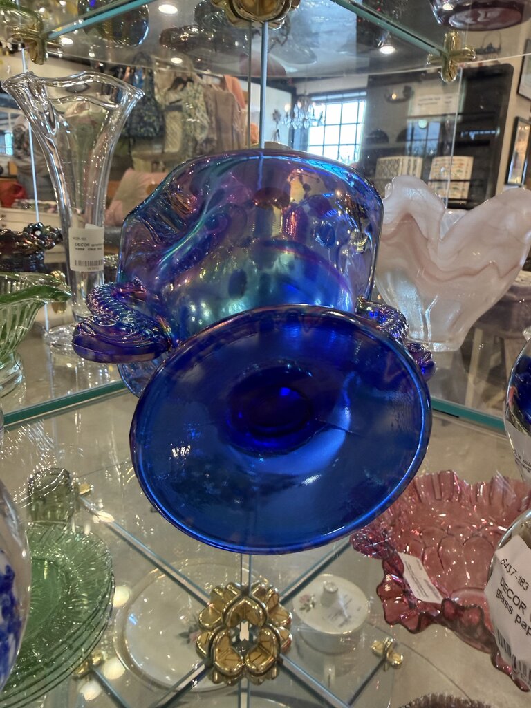 VTG Fenton Carnival Iridescent Glass Double Koi Vase