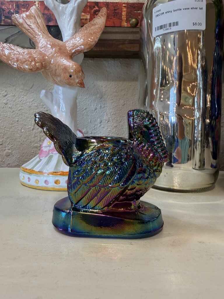 carnival glass turkey toothpick holder