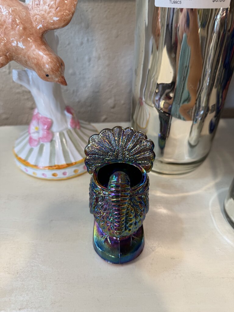 carnival glass turkey toothpick holder