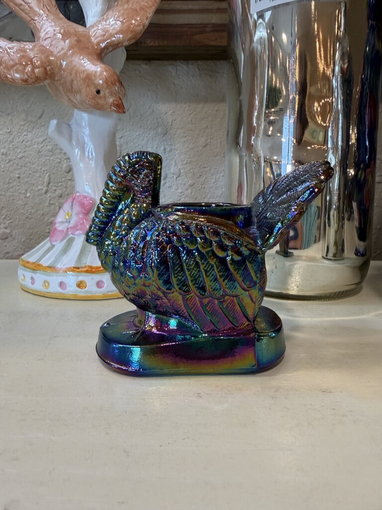 carnival glass turkey toothpick holder