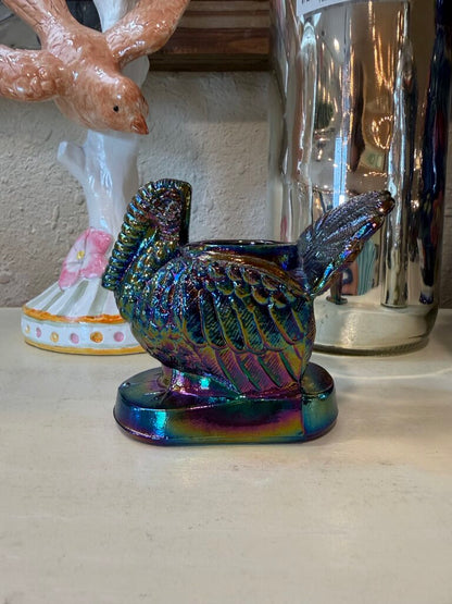 carnival glass turkey toothpick holder