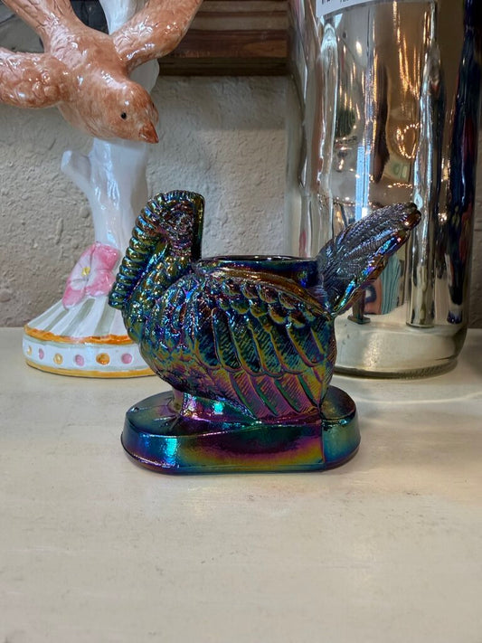 carnival glass turkey toothpick holder