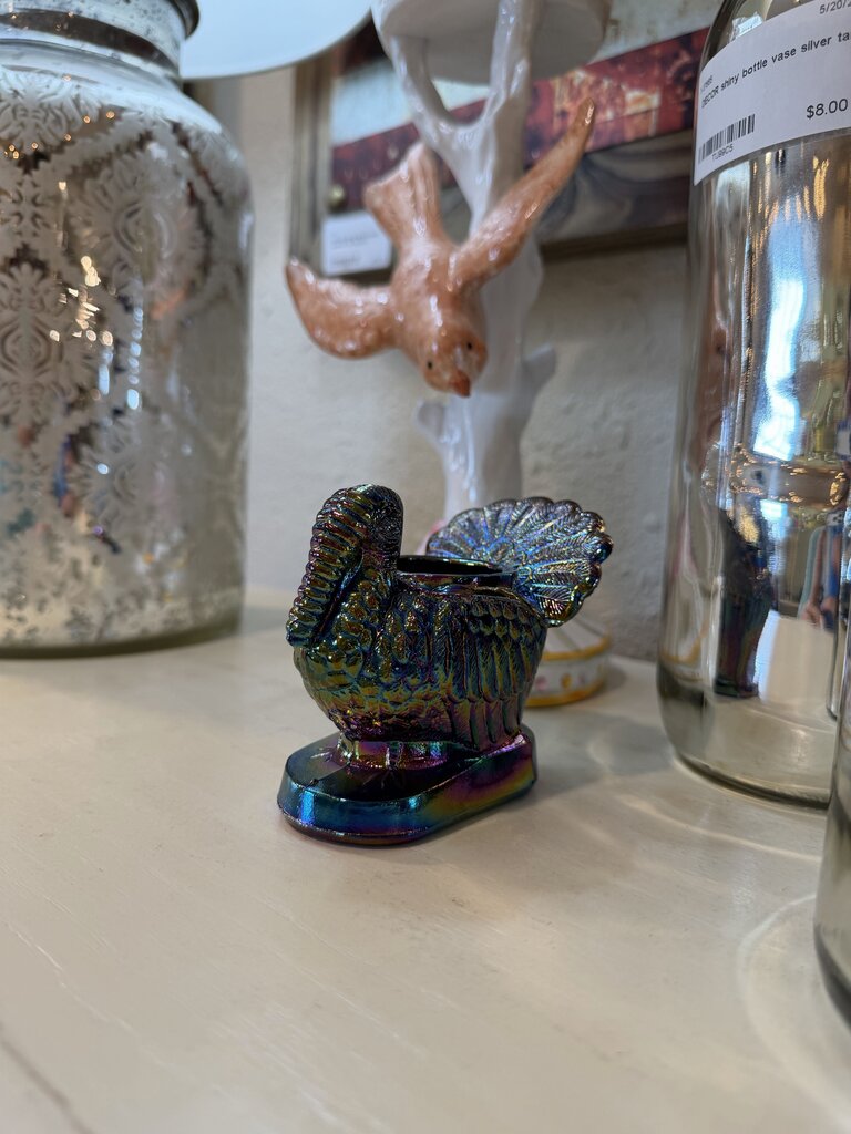 carnival glass turkey toothpick holder