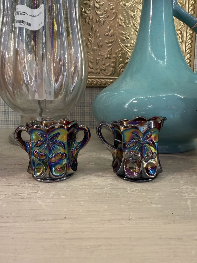carnival glass cherry & cable mini sugar + creamer