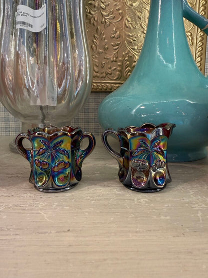 carnival glass cherry & cable mini sugar + creamer