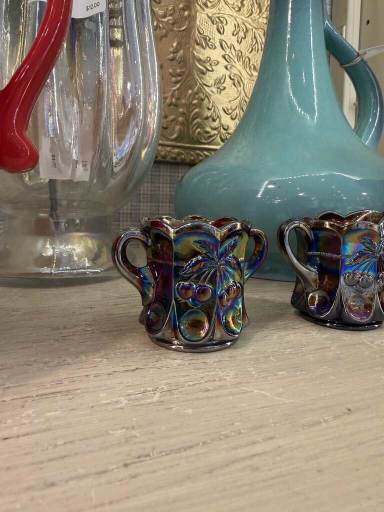 carnival glass cherry & cable mini sugar + creamer