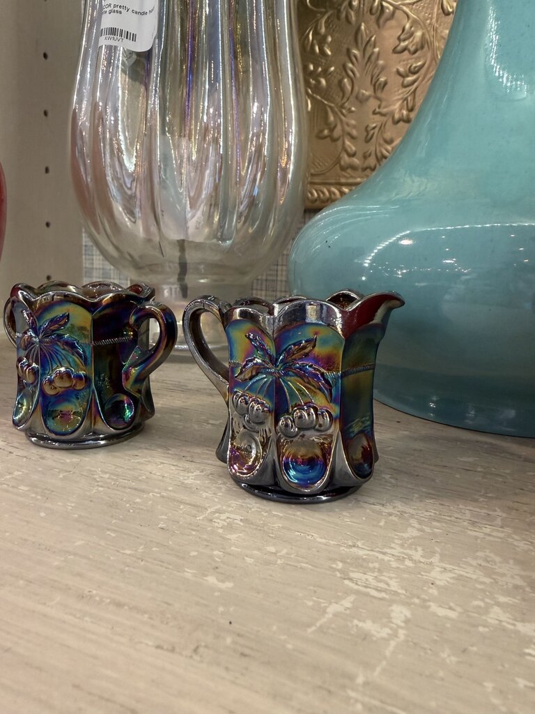 carnival glass cherry & cable mini sugar + creamer