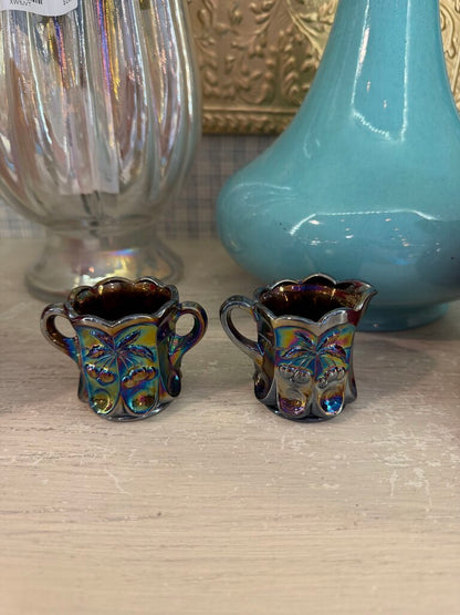 carnival glass cherry & cable mini sugar + creamer