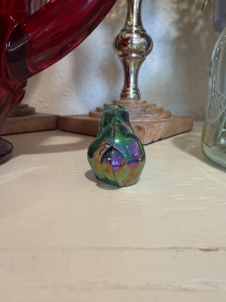 Fenton Green Carnival Glass Bunny