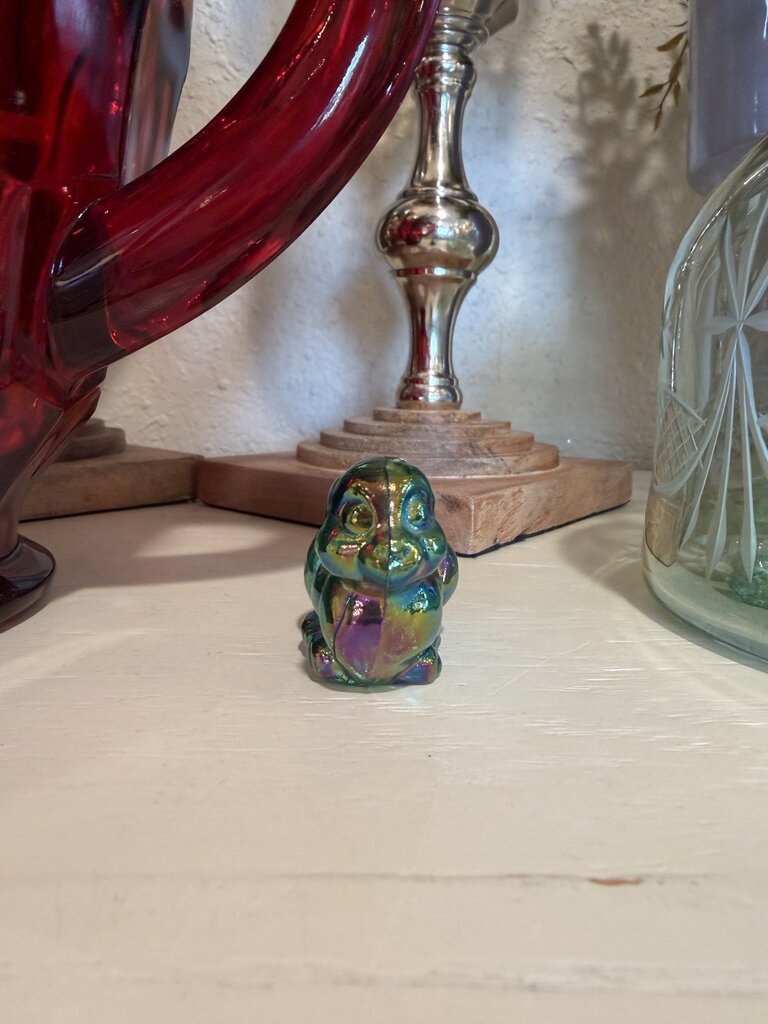 Fenton Green Carnival Glass Bunny