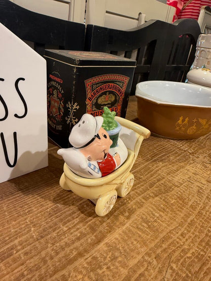 Popeye Charcter Sweet Pea In Baby Carriage Salt and Pepper